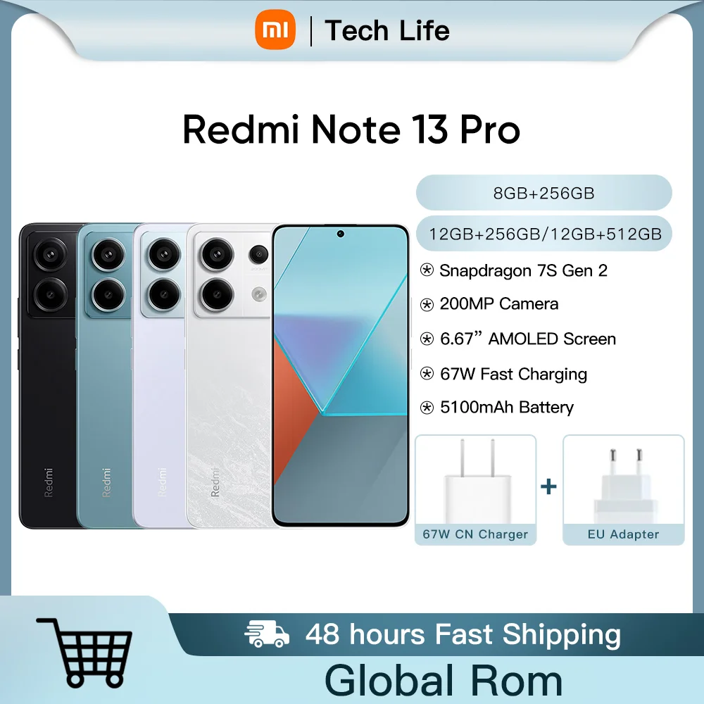 

Xiaomi Redmi Note 13 Pro смартфон с 5,99-дюймовым дисплеем, процессором Snapdragon 7S, 120 мАч, 1,5 мАч