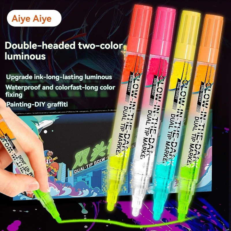 8 Colors/set Neon UV Fluorescent Acrylic Paint Pens, Paint Markers, Glow in The Dark Bright DIY Luminous Marker Pen Art Supplies