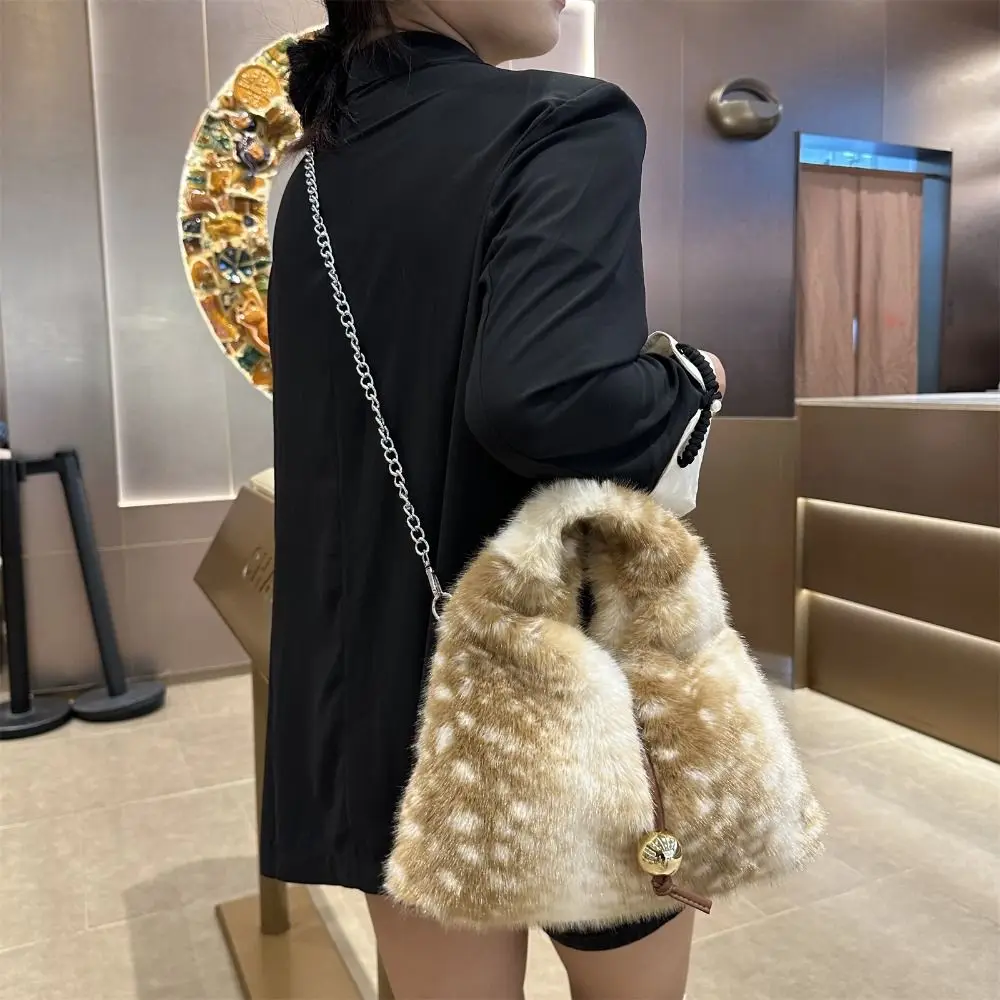 

Высококачественная сумка через плечо с пушистым узором оленя, универсальная сумка из искусственного меха, мягкая большая сумка, зима-осень, сумка через плечо