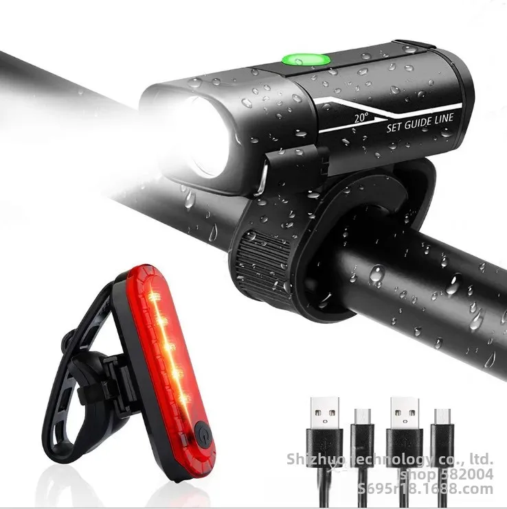 High-Power USB Rechargeable Aluminum Alloy Bicycle Front Light 5-Speed Warning Light Cycling Flashlight Suitable For Mountain Bi