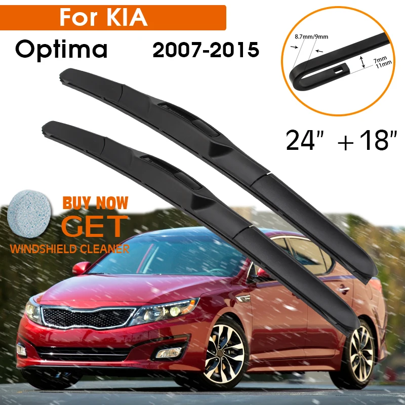 

Car Wiper Blade For KIA Optima 2007-2015 Windshield Rubber Silicon Refill Front Window Wiper 24"+18" LHD RHD Auto Accessories