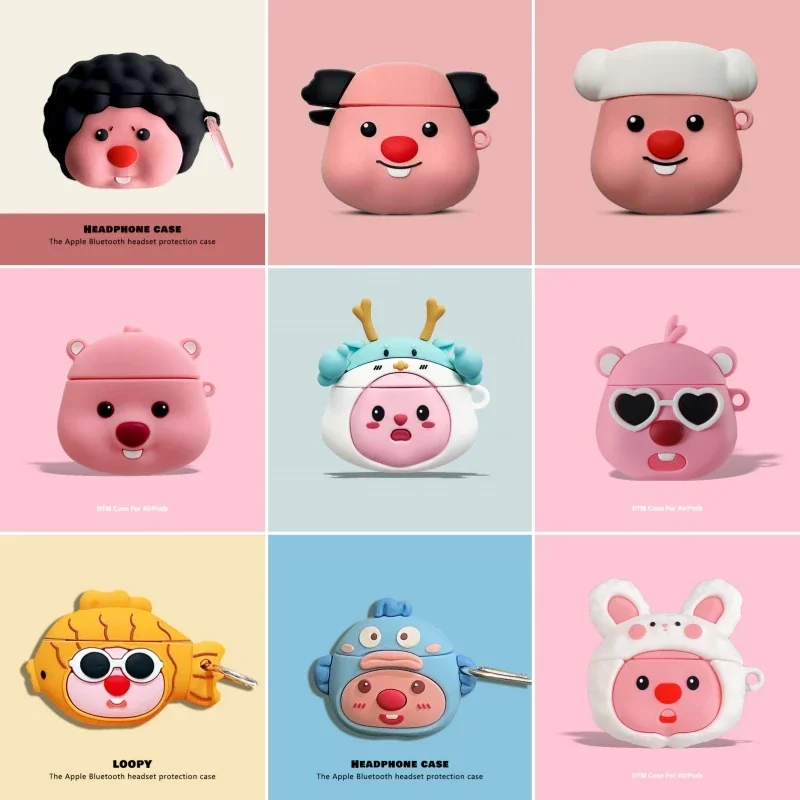 Luxury Cartoon Beaver Case For Airpods 1 2 Air pods 3rd 3D Cute Anime Earphone Accessories Protective Sleeve Silicone Soft Shell