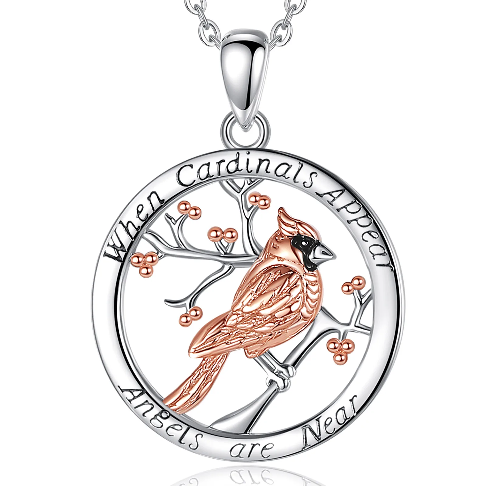 Eudora 925 Sterling Silber Kardinal Vogel Halskette Rose Gold Farbe Tier Totem Christian Anhänger Männer Frauen Edlen Schmuck Geschenk