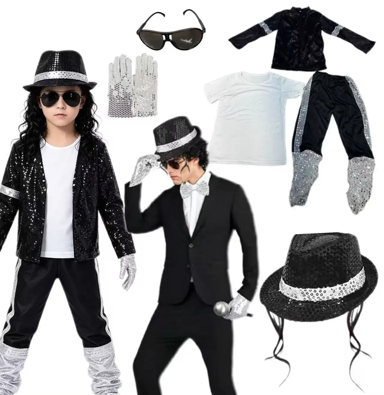 2026 Ropa Infantil de Michael Jackson para Cosplay, Fiesta de Cumpleaños, Actuación de Baile, Disfraz Infantil de Estrella del Pop