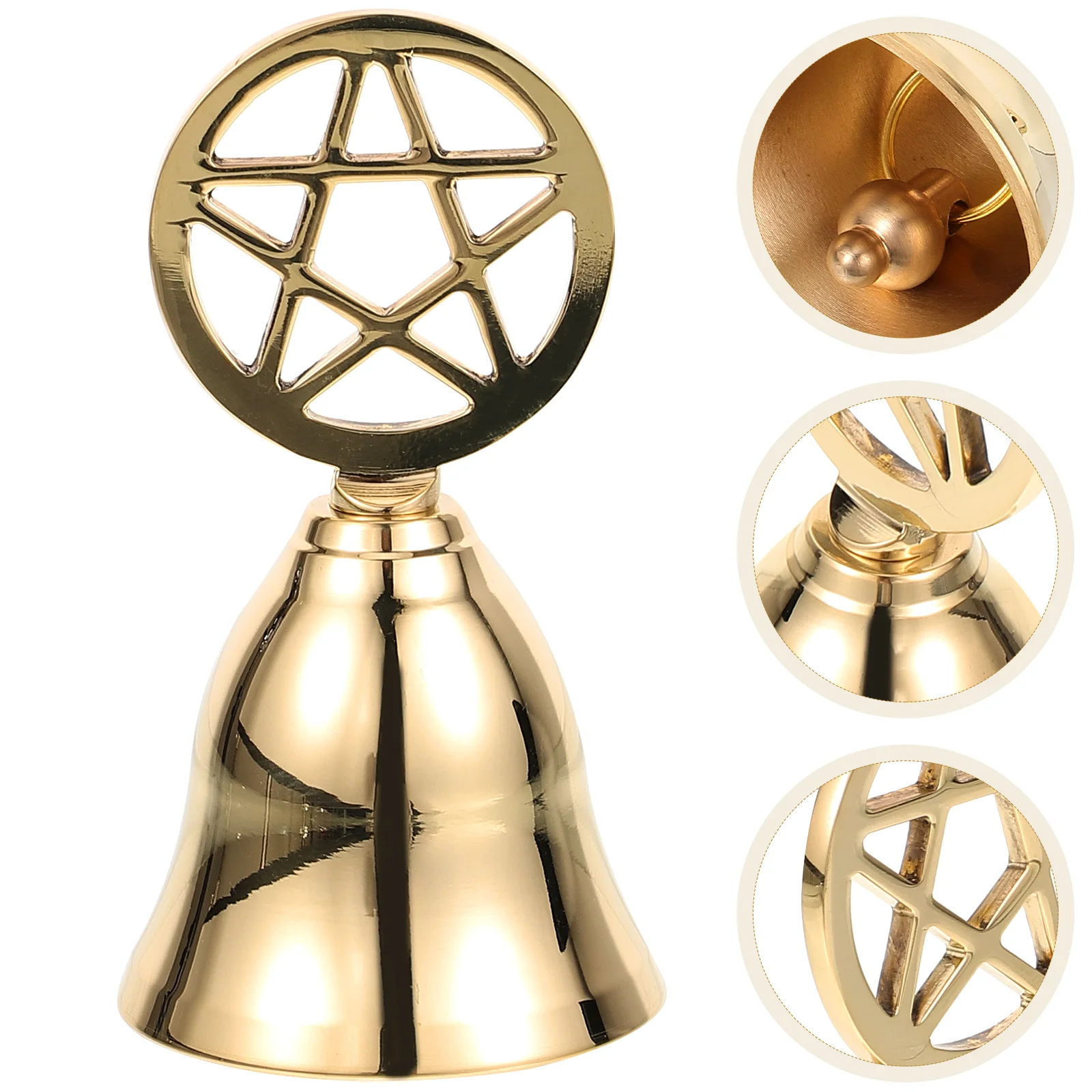 Pentagram Meditation Brass Hand Bell Service Table Tarot Ceremony Surrounding Golden Small Metal Handheld Divination Desktop