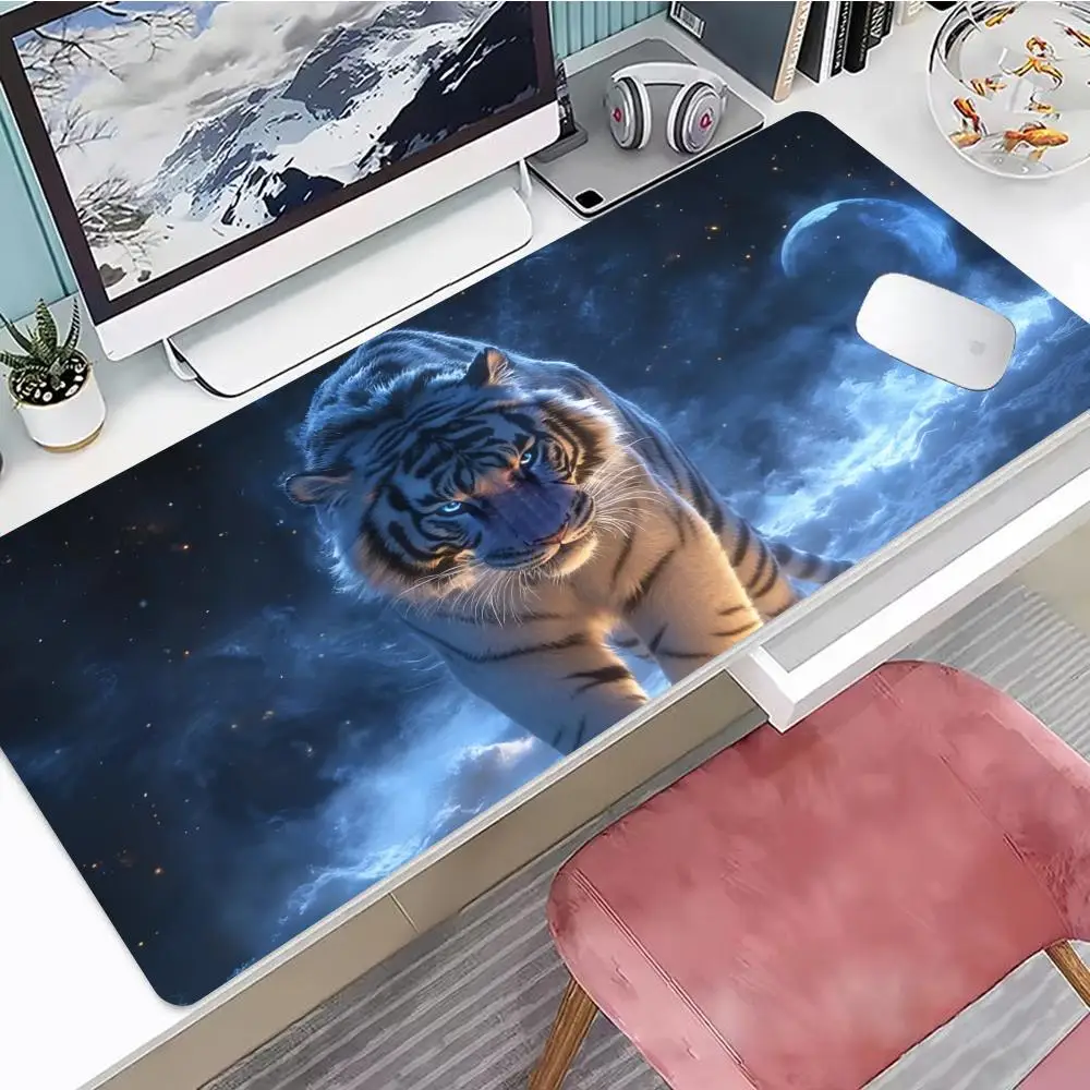 

XXL White Tiger Large Gaming Mouse Pad Non-Slip Rubber Base Big Desk Mat for PC Laptop Keyboard Office Gamer Accessories HYBXXC