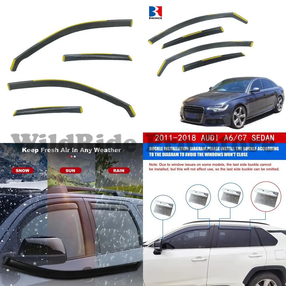 

1 set rain guard for audi a6 c7 sedan 2011 2018 window wind deflector