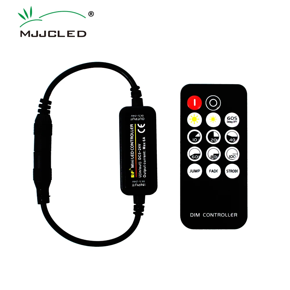 Mini LED Dimmer 12V 6A RF Wireless 14Key 2.4G Remote Control Single Color LED Strip Lights 5V 24V Driver DC Dimmer Switch