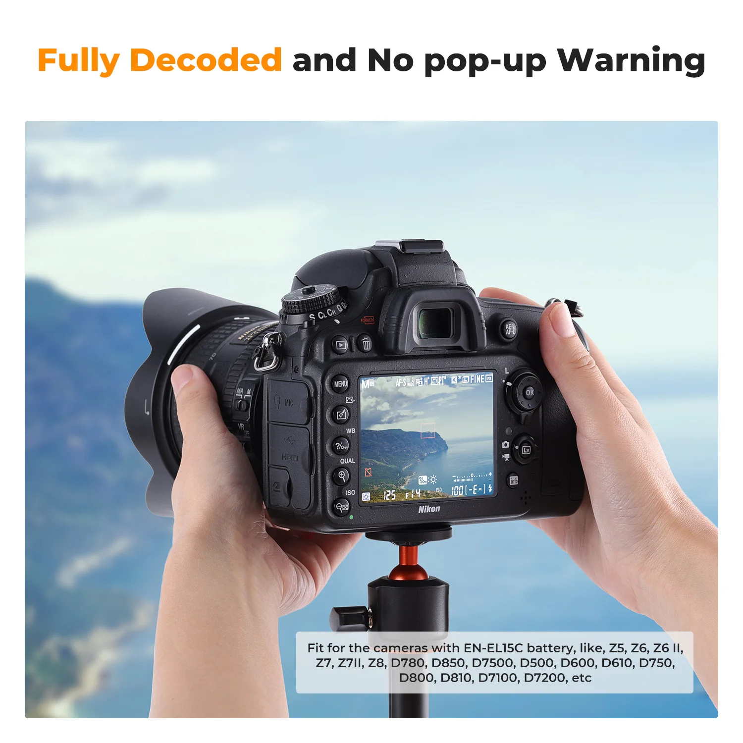 Аккумулятор K&F Concept EN-EL15C емкостью 2600 мАч и быстрой зарядкой Type-C для видеокамер Nikon Z8 Z7II Z 7 Z 6 Z5