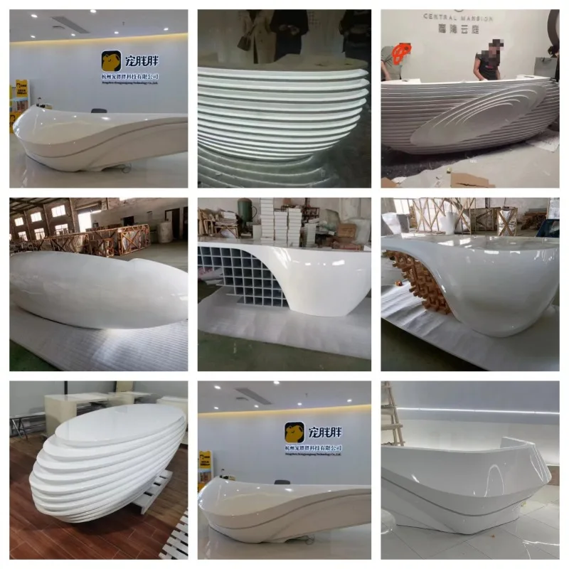 Company front desk Light luxury atmosphere FRP special-shaped paint Bar counter Hotel lobby Sales office Reception desk