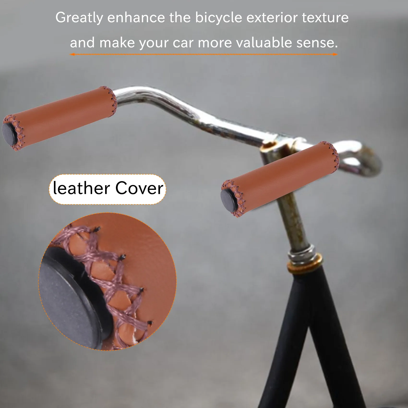 Pair Vintage leather bicycle Grips Grips trekking handlebars Cover Colour: Brown