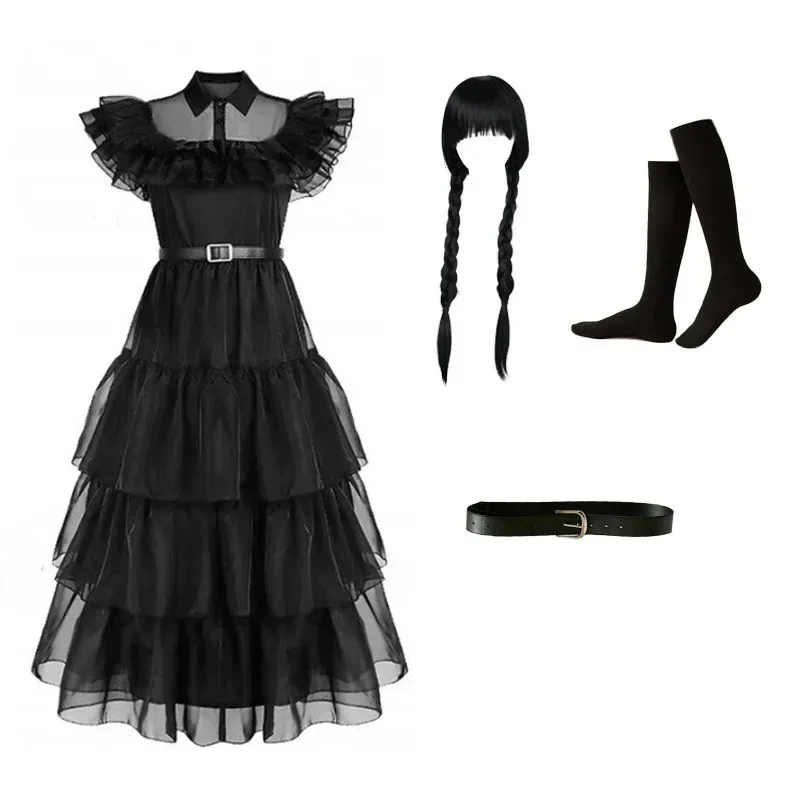 

Halloween Cosplay Costume Adams Family Wednesday Dress