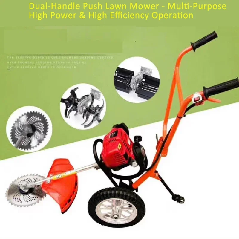 

2-Stroke 40-5 Gas Mower Grass Trimmer Brush Cutter Hand Push Weeding Machine Manual Weeding Machine+loosening Soil+mowing Grass