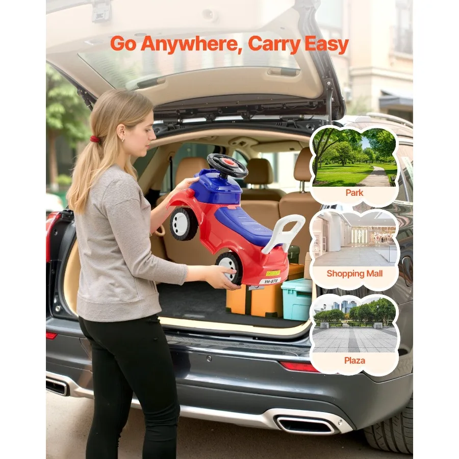 Ride On Car à pousser pour tout-petits, voiture à pousser pour tout-petits de 19 à 36 mois, jouet pour enfants avec rangement musical et sous le siège, charge de 55 lb