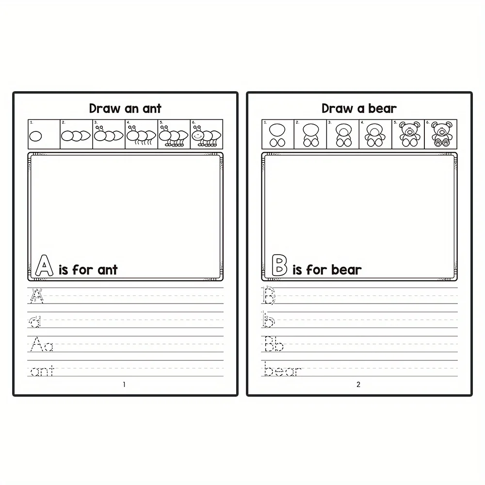 Uppercase and Lowercase Letters Tracing and Step-by-Step Drawing Workbook, Teacher Teaching Aids for Classroom and Homeschool