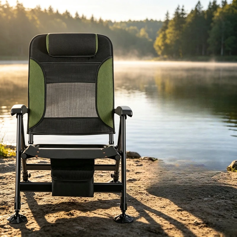 Thickened European Style Fishing Chair, Multifunctional Folding Recliner, Lightweight Aluminum Alloy Portable Outdoor Seat