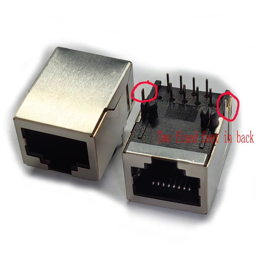 20PCS/Lot Shield RJ45 8P8C Jack Connector No LED 21MM PCB Mount Network Internet Modular