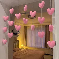 Girls' Pink Heart Shaped Curtain Living Room Decor Tassel Curtain Divider String Girl Room Partiton Sweet Beaded Window Valance