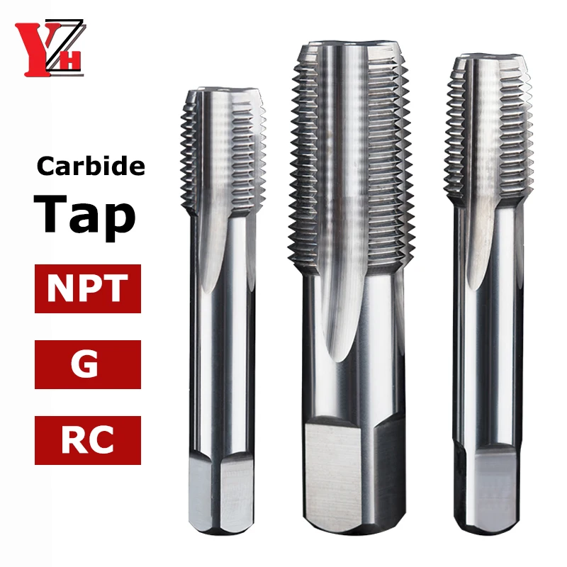 

YZH Carbide Tap American NPT British RC G HRC60 CNC Machine Center Thread Cutter Tool 1pcs 1/16 1/8 1/4 3/8 1/2