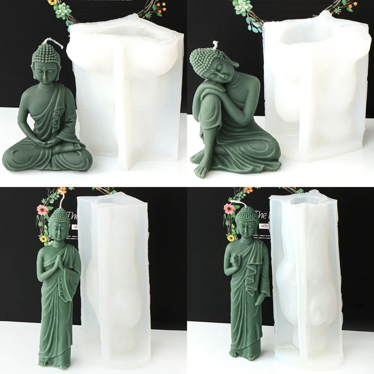 Large Buddha Statue Silicone Candle Mold DIY Shakyamuni Portrait Soap Resin Plaster Making Tool Chocolate Mold Crafts Decor Gift