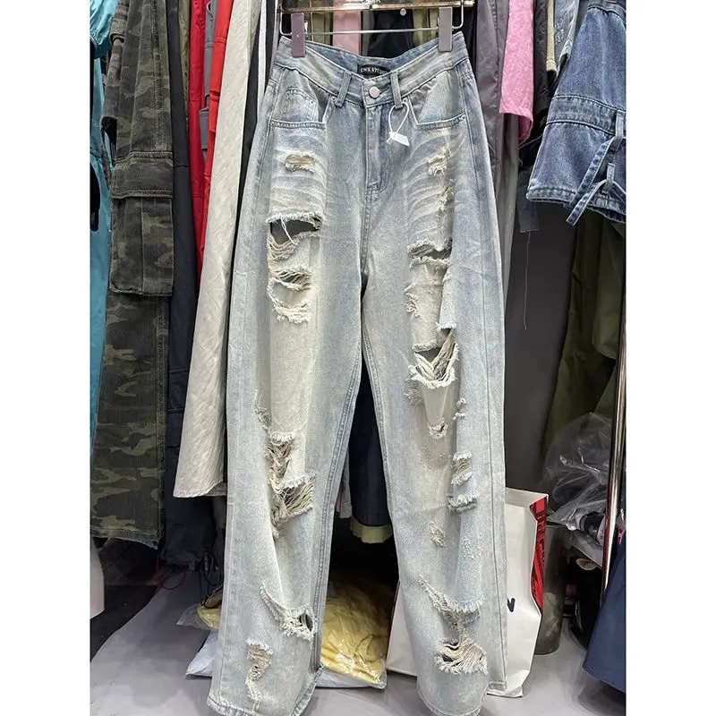 

Fall Winter plus Size Straight Leg Jeans Men Women Casual Vintage High Waist Long Pants Youth Trendy Couples Loose Leg Jeans