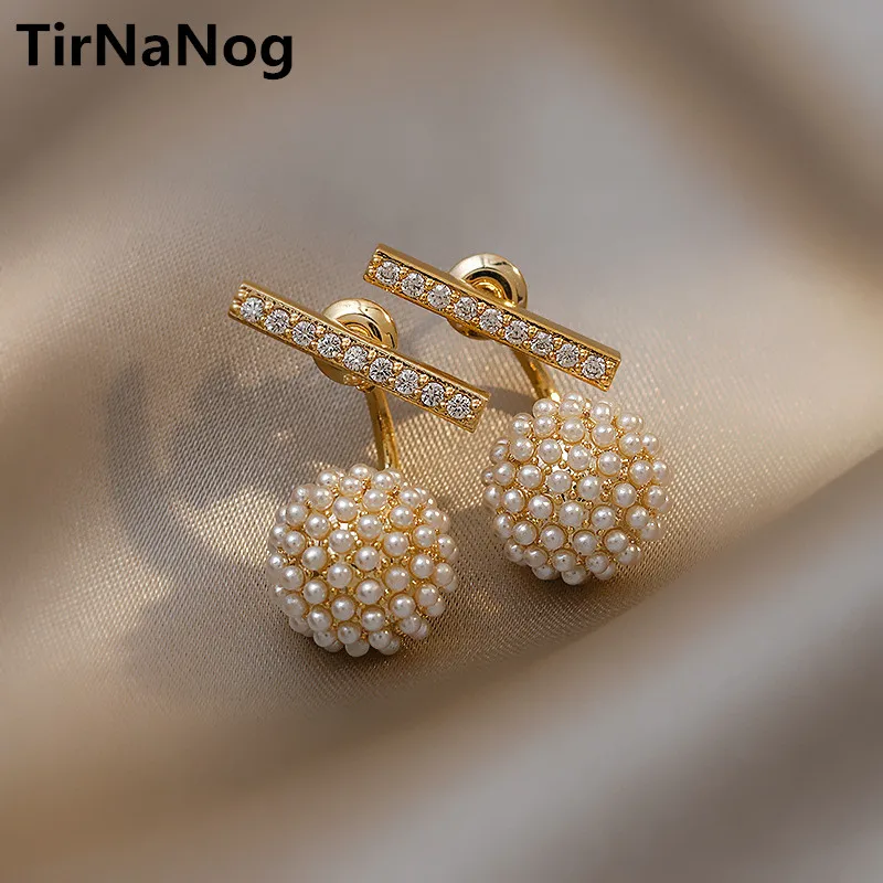 2022 New South Korea Baroque Imitation Pearl Ball Stud Earrings Fashion Luxury Elegant Unusual Women Earrings Jewelry Gifts