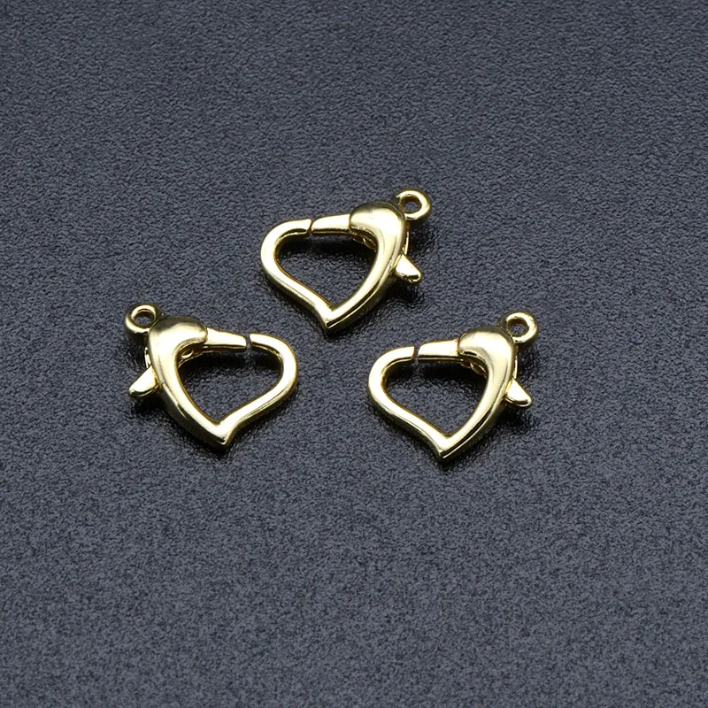 Fashion Jewelry Making Supplies Silver Gold Plated Hollow Heart Clasp Lock Connector for DIY Jewelry Bracelet Necklace