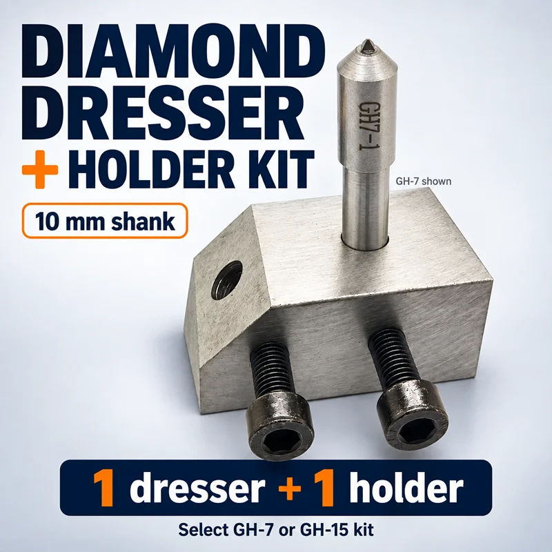 Diamond Grinding Wheel Dresser Kit GH-4 GH-7 GH-15 with 10mm Straight/Stepped Shank Tool And Holder for Precision Grinding