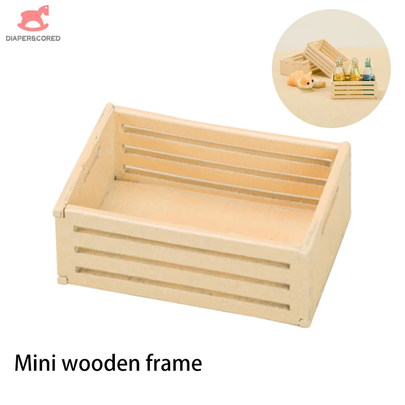 

1pcs Dollhouse Miniature Wooden Frame Storage Basket Fruit Sundries Organizer Box Dolls House Home Decor Kids Pretend Play Toys