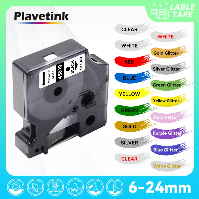 

PLAVETINK Compatible for Dymo 45013 D1 Tapes 45010 40910 40913 43613 43610 Ribbon for Dymo Label Manager LM160 280 Label Maker