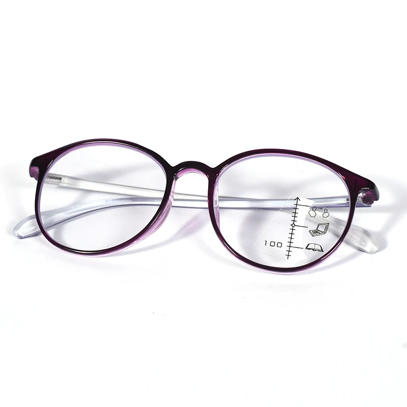 Lila Farbe Progressive Multifokale Lesebrille Damen Ultraleichter runder Rahmen Tragen Sie leicht für Frauen TR90 +125 + 175 + 225 – Detail 2
