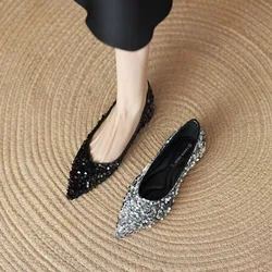 Women's Flats Casual Shoes Slip-on Loafers Pointed Toe Casual Low Heels Comfortable Bling Barefoot Trendyol Woman Spring Summer