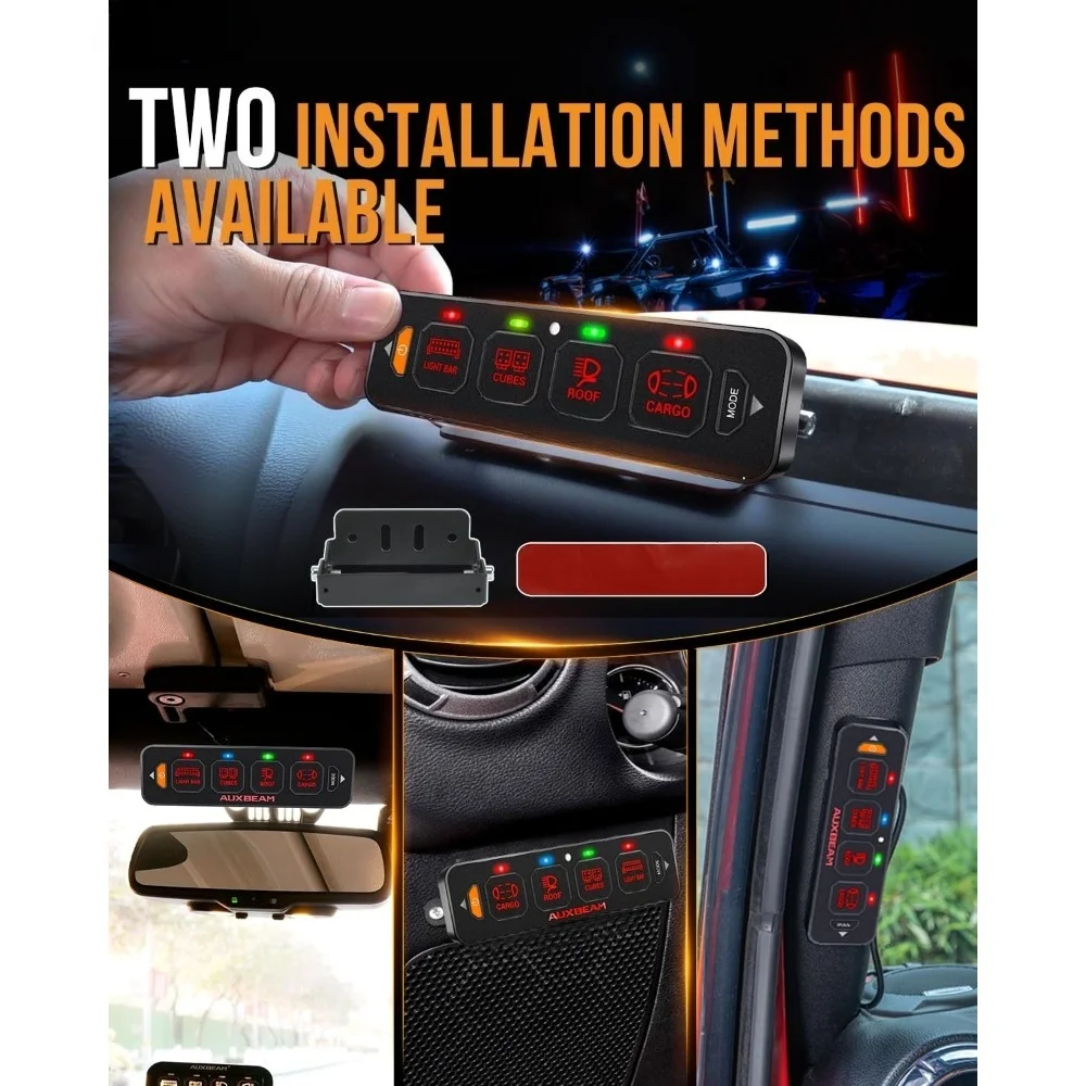 Slim 4 Gang RGB Switch Panel AS-R40 Automatic Dimming Toggle Momentary Pulsed Off Backlight for Truck Offroad Boat