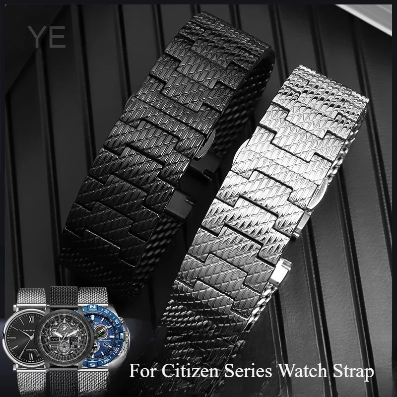 Smooth and Shiny Stainless Steel Watch Strap for Armani Rumenos Citizen Air Eagle Blue Angel JY8030-83E JY8031-56 CB5840 22 23mm