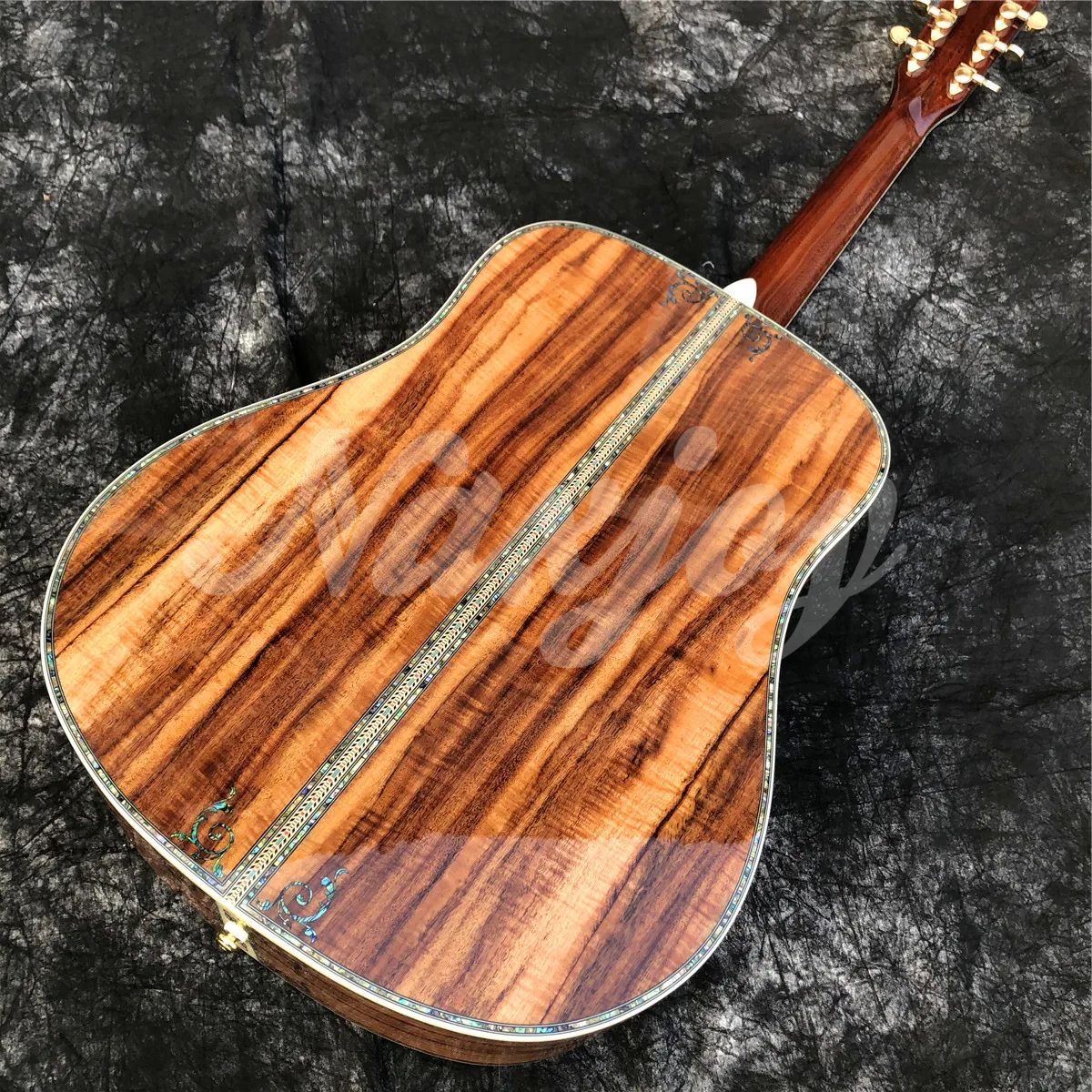 جيتار صوتي من خشب كوا بالكامل مقاس 41 بوصة D من النوع أذن البحر مرصع بالأبنوس جيتار صوتي كهربائي