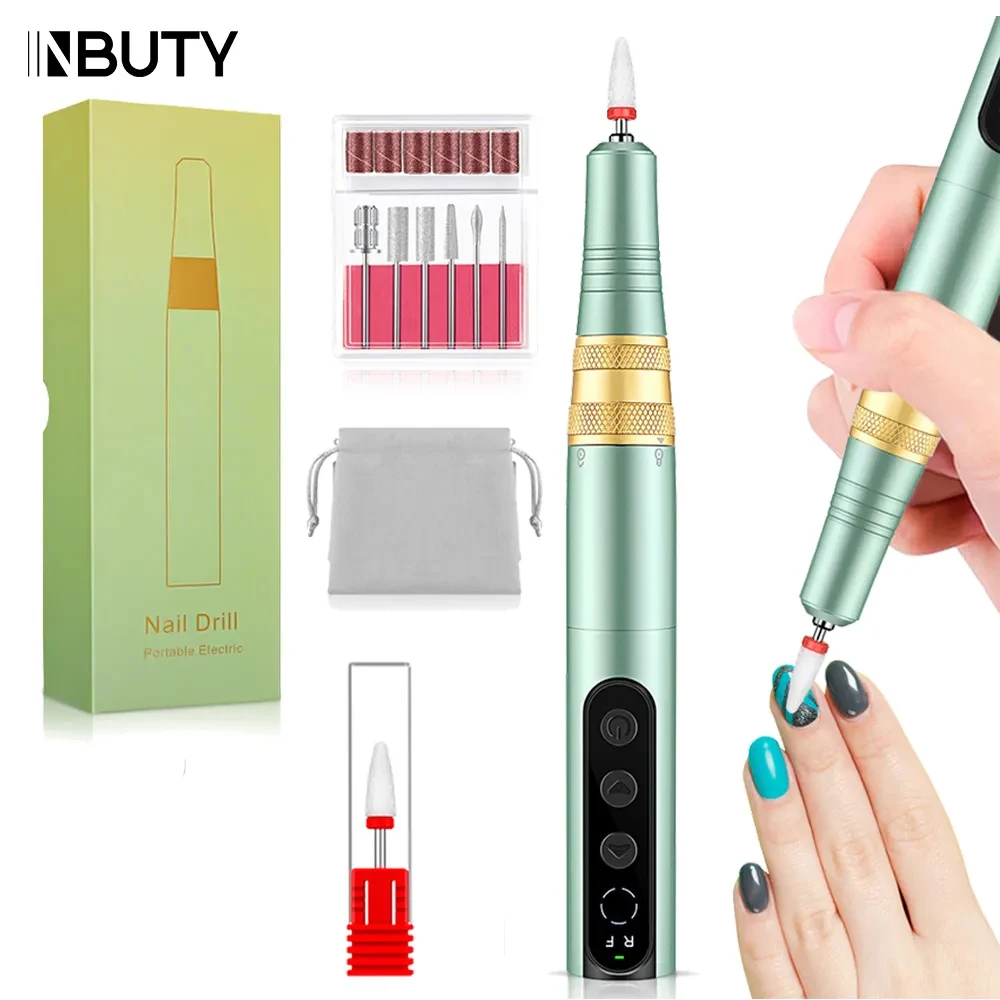 INBUTY 35000RPM Nail Drill Machine Rechargeable for Manicure Acrylic Nails Gel Polish Professional Milling Nail Files Salon Tool