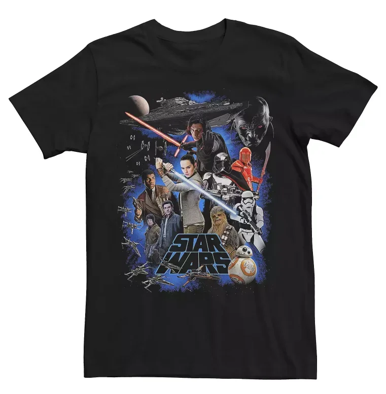 Star Wars men's short-sleeved T-shirt, sci-fi retro casual, Galaxy Distant character badge, retro daily style for friends