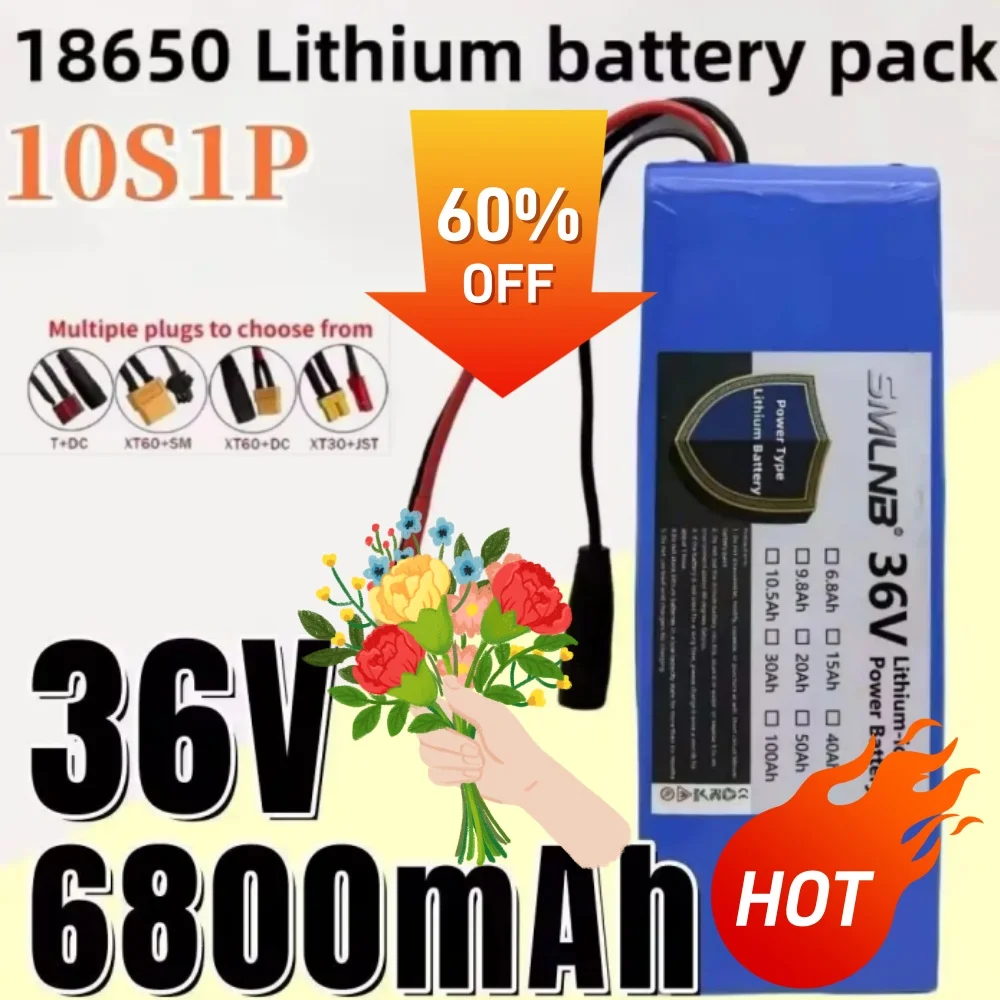 

36V 6800mAh 10S1P Li-ion Battery Pack Rechargeable 18650 Cells for Electric Car Bicycle Scooter 20A BMS 500W Lithium-ion Power S