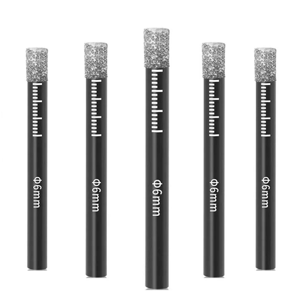 5pcs 6mm Dry Diamond Drill Bits Set For Marble Ceramic Tile Stone Glass  Cutting Hole Saw Dirll Bits Power Tools Parts