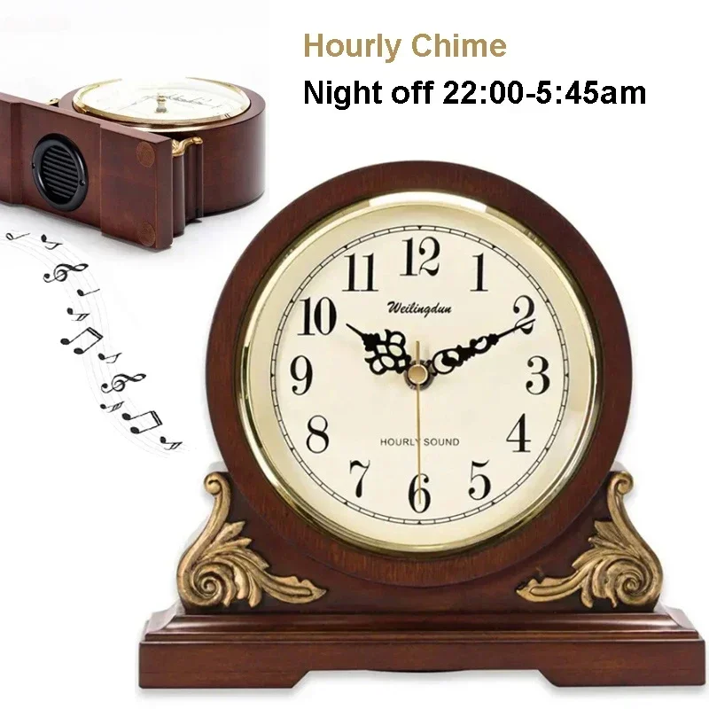 Europe Solid Wood Retro Clock Tell The Time Quartz Clocks and Watches Battery Powered Classy Home Decor Office Table Clock