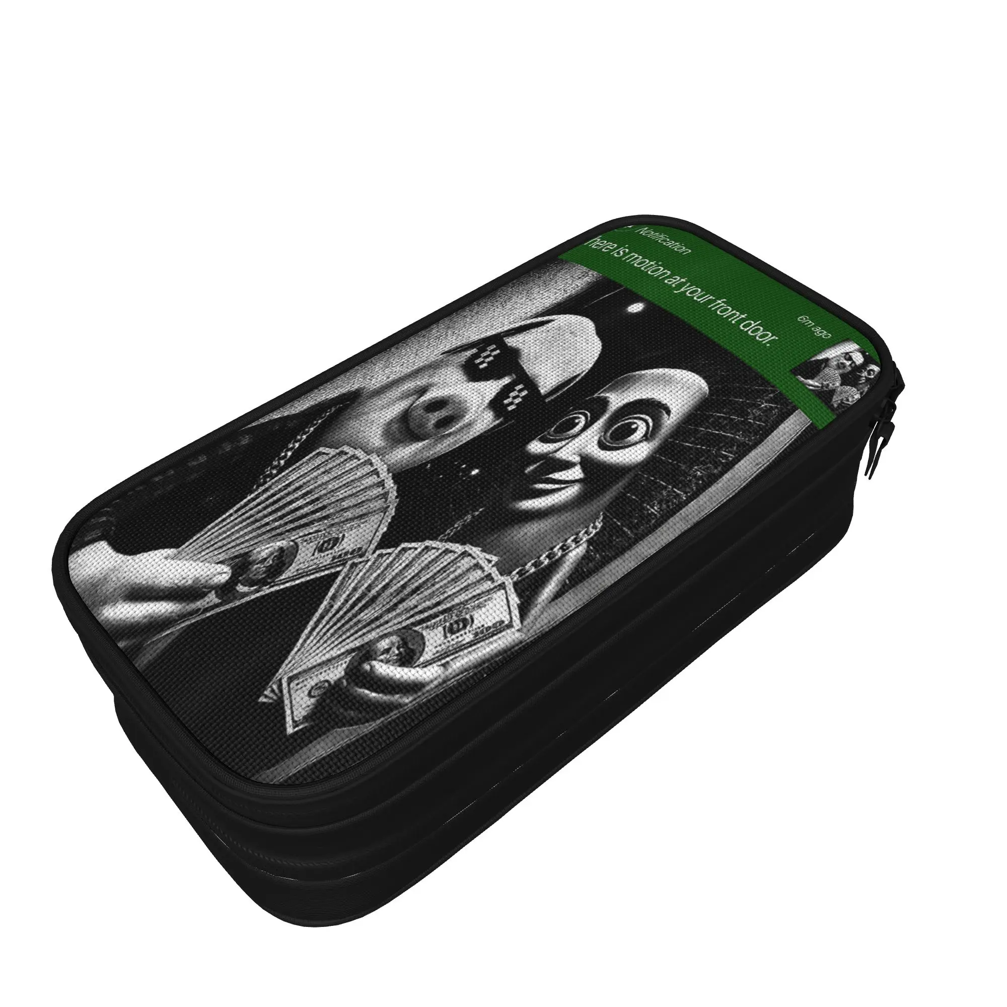 John Pork and Tung Tung Tung Sahur Front Door Motion Pencil Case Double Layer Pen Box Girls Boys Retro Big School Pencil Cases
