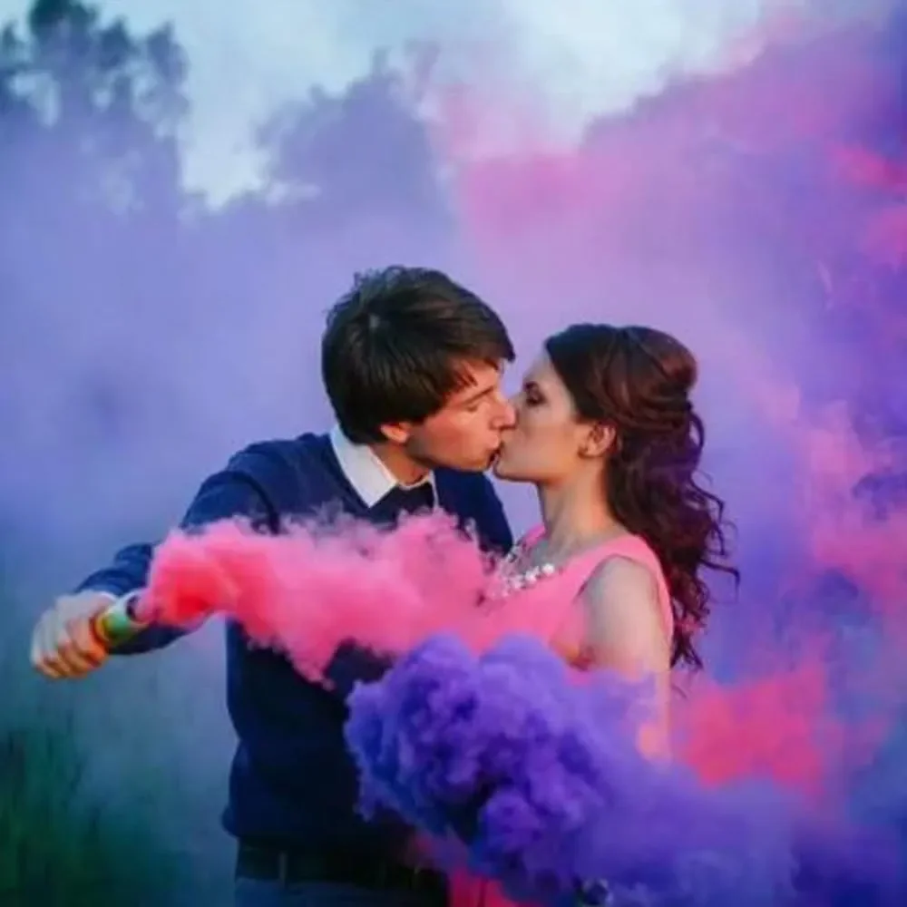 الملونة المحمولة الدخان جو مثيرة للاهتمام ديكور الحفلات التصوير المعونة الدخان المرحلة استوديو الزفاف الضباب الدخان عصا الدعامة