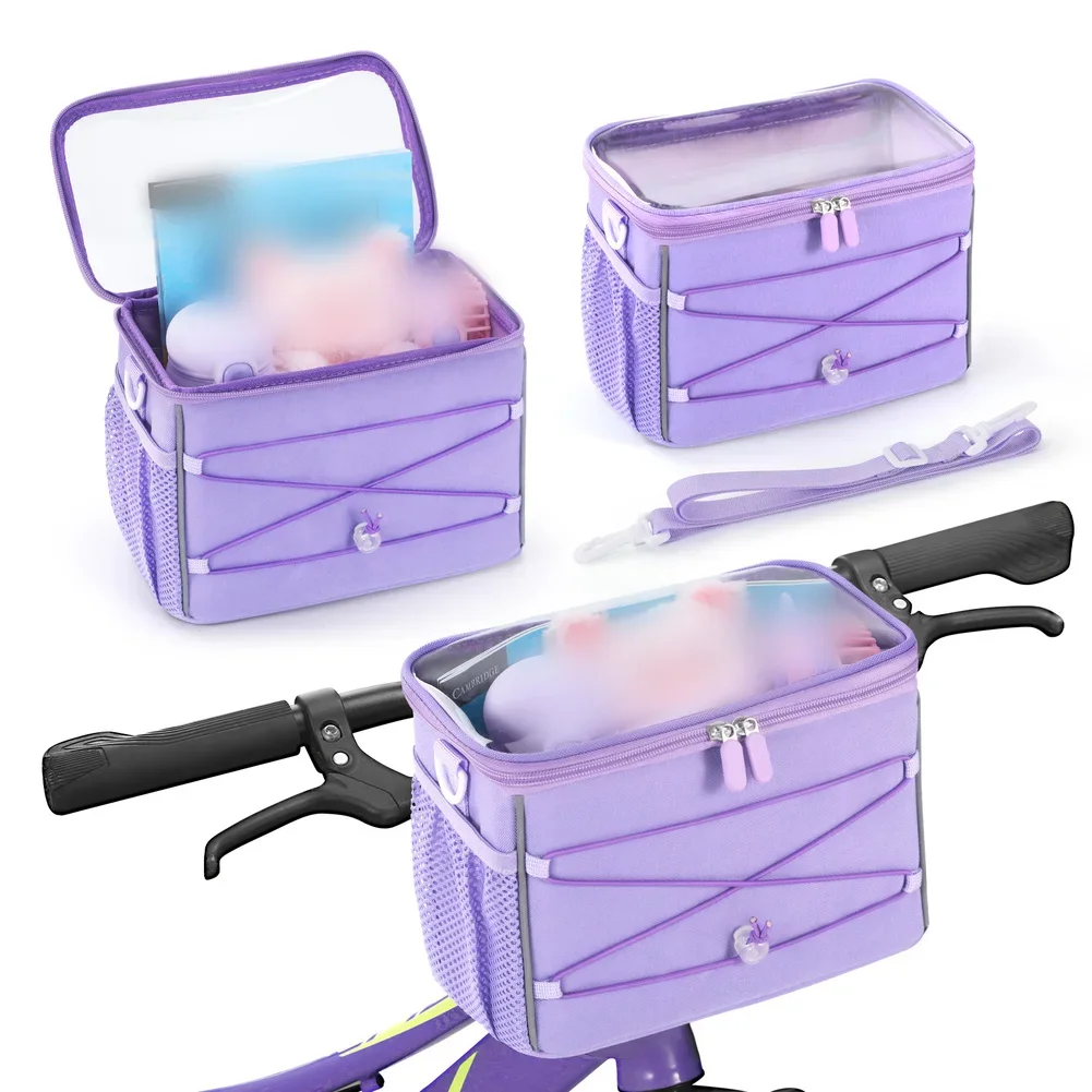 

1pc Children's Bike Front Basket Versatile Waterproof Storage Handlebar Bag With Strap Bike Basket Replacement Accessories