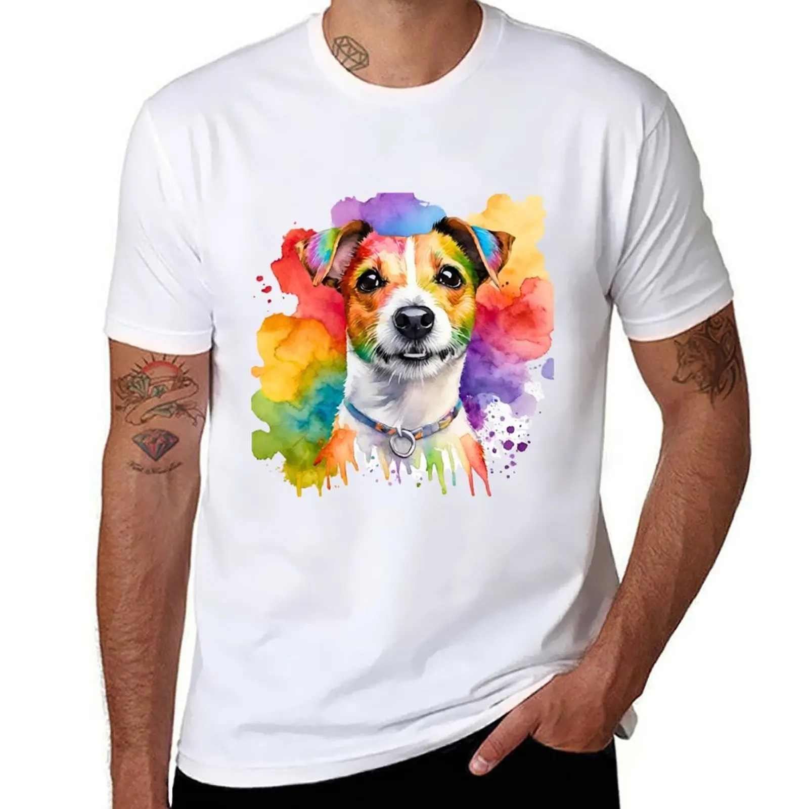 

Jack Russell Terrier Watercolor Portrait T-Shirt funny t shirts dark humor t shirts for man pack white T-Shirt