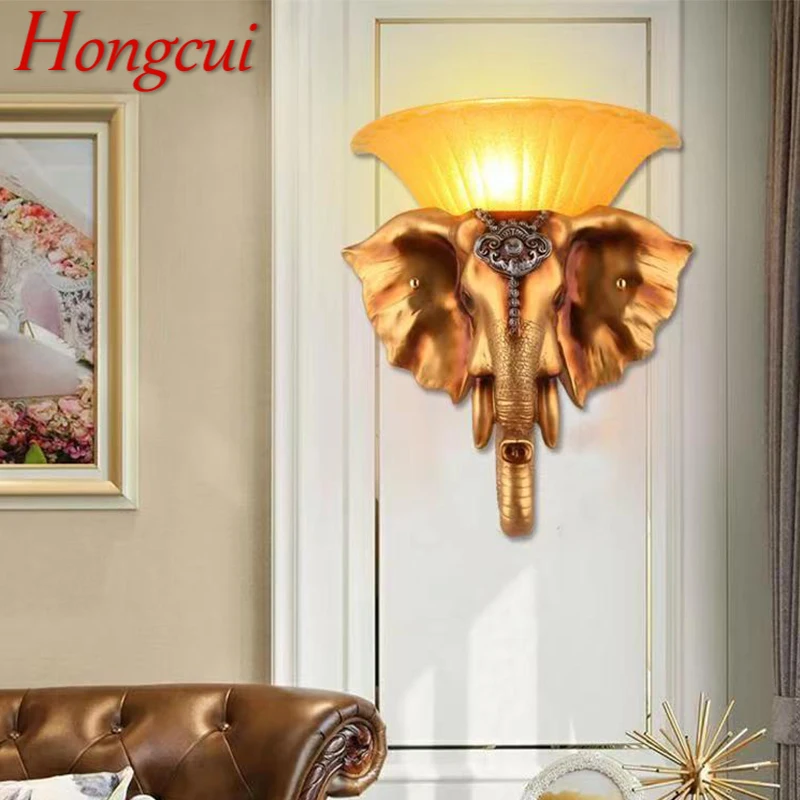 

Hongcui Contemporary Elephant Wall Lamp Personalized And Creative Living Room Bedroom Hallway Aisle Decoration Light