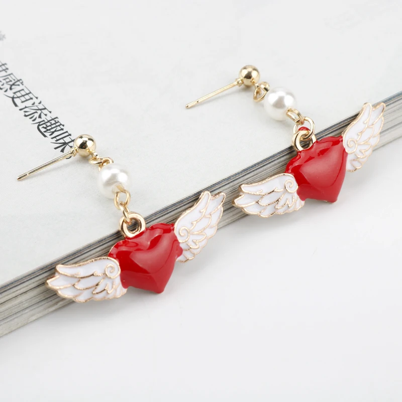 Anime SAILORMOON Earrings Cosplay Card Captor Time Key Moon Stick Crystal Pearl Dangle Earrings Kawaii Christmas Gift