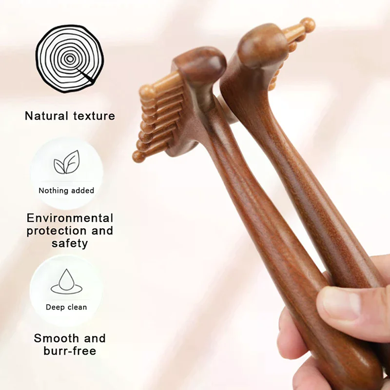 1 pçs portátil sândalo gua sha massagem escova cabeça pescoço abdominal perna corpo meridiano massageador terapia de madeira ferramentas de massagem