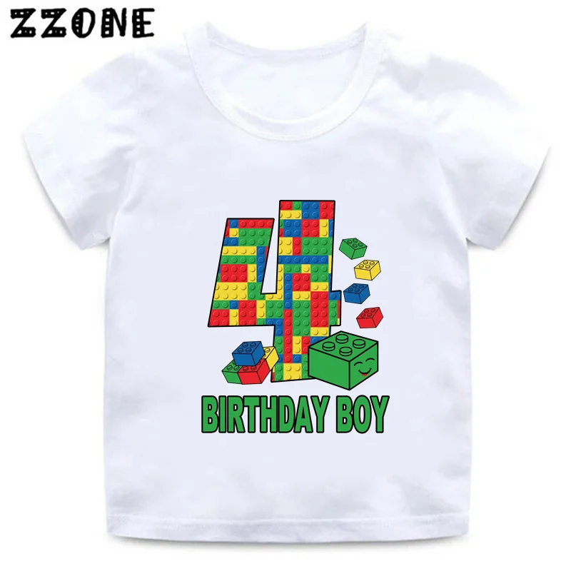 Master Builder Blocks Building Number Bow Print Boys Clothes 1 2 3 4 5 6 7 8 9 Years Birthday Kids T shirt Baby Girls T-Shirts