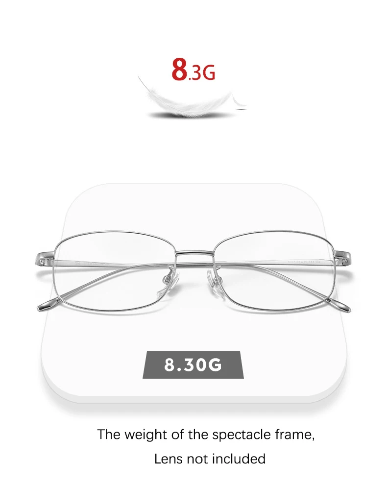 KUXA إطار نظارات من التيتانيوم مربع النظارات البصرية وصفة طبية قصر النظر مد البصر القراءة نظارات خفيفة الفضة الذهب