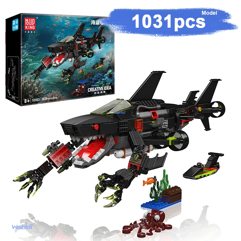 

10183 Deep Sea Robo-Shark 1031pcs Building Blocks Mechanical Animal Model for Ocean Lovers